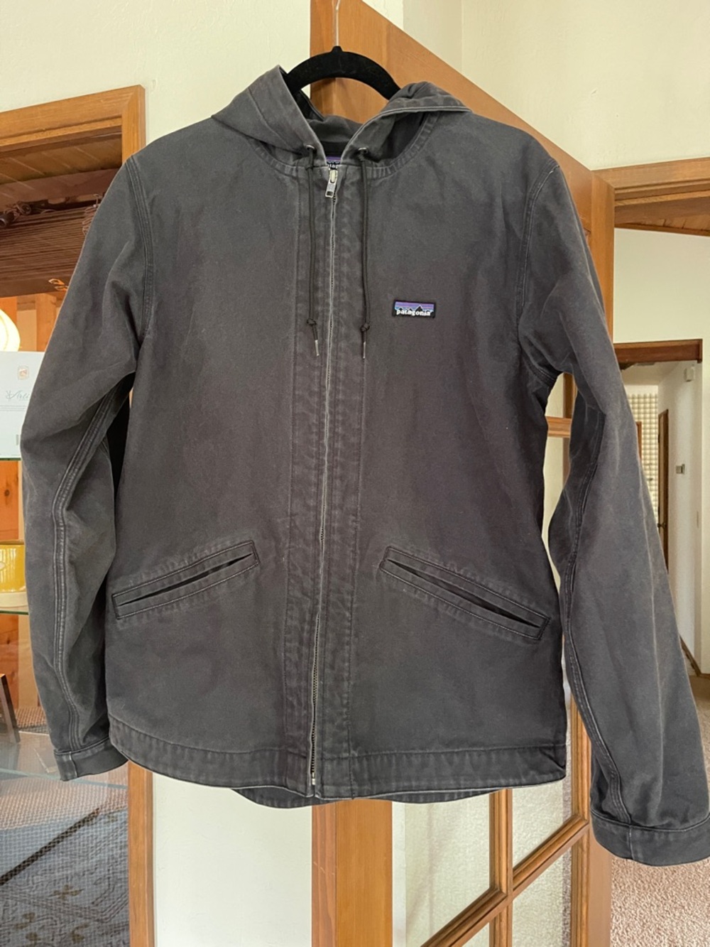 Organic Cotton Patagonia Charcoal Hooded Zip Jacket